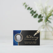 Notaristekenaar Modern Black & Blue Photo Visitekaartje (Staand voorkant)