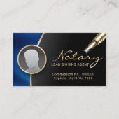 Notaristekenaar Modern Black & Blue Photo Visitekaartje (Voorkant)