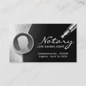Notaristekenaar Modern Black & Silver Photo Visitekaartje (Voorkant)