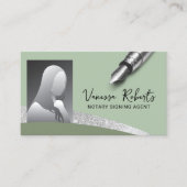 Notaristekenaar Modern Sage Green Foto Visitekaartje (Voorkant)