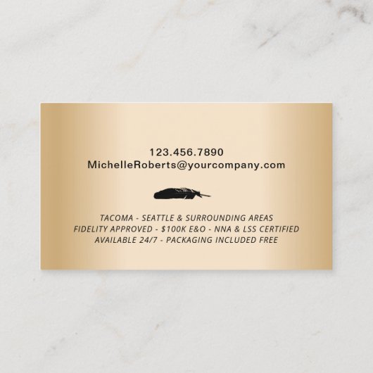 Notaristekenaar Moderne Foto Professional Visitekaartje (Achterkant)