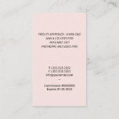 Notaristekenaar zwart-kwill Blush roze Visitekaartje (Achterkant)