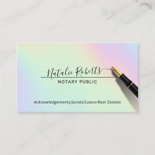Notaristiek Minimaal Manuscript Handtekening Holog Visitekaartje (Voorkant)