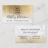 Notaristipografie marmer-gele goudfolie visitekaartje (Voorkant / Achterkant)