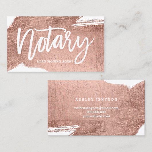 Notaristipografie roos goudborstelslag minimalisti visitekaartje (Voorkant / Achterkant)
