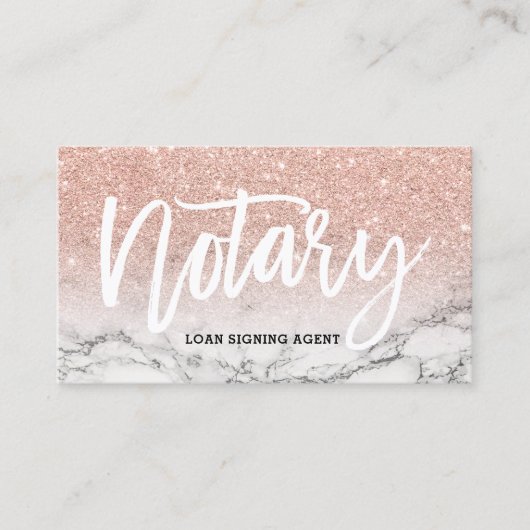 Notaristipografie roos goudglitter marmer visitekaartje (Voorkant)