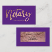 Notaristisch elegant roos goudtypografie paars visitekaartje (Voorkant / Achterkant)