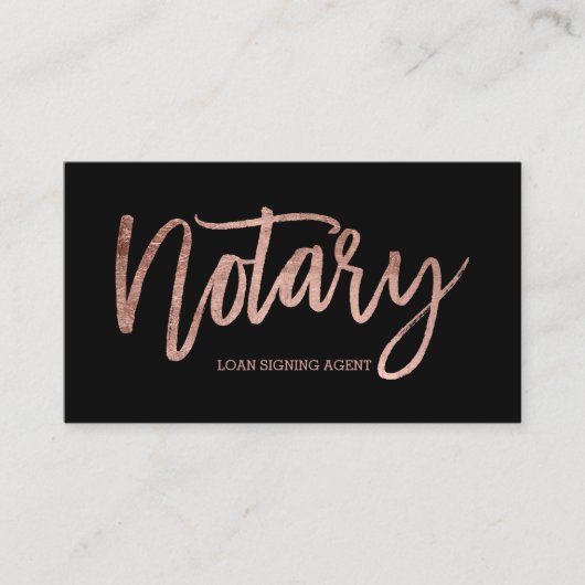 Notaristisch elegant roos goudtypografie zwart visitekaartje (Voorkant)