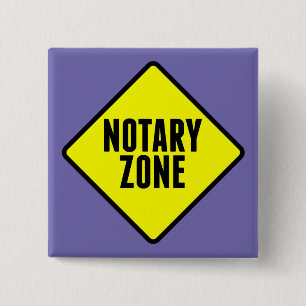 Notariszone Yellow Road Sign Vierkante Button 5,1 Cm