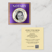 *~* NOTARY FOTO METAL PAARSE Signing Agent Squar Vierkante Visitekaartje (Voorkant / Achterkant)