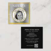 *~* NOTARY FOTO METAL SILVER Signaleringsagent Vierkante Visitekaartje (Voorkant / Achterkant)