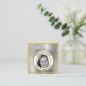 *~* NOTARY FOTO METAL SILVER Signaleringsagent Vierkante Visitekaartje (Staand voorkant)