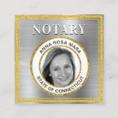 *~* NOTARY FOTO METAL SILVER Signaleringsagent Vierkante Visitekaartje (Voorkant)