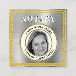 *~* NOTARY FOTO METAL SILVER Signaleringsagent Vierkante Visitekaartje