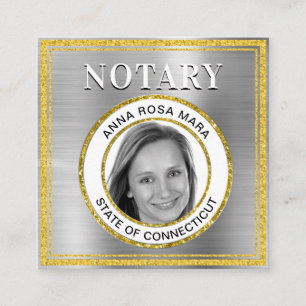 *~* NOTARY FOTO METAL SILVER Signaleringsagent Vierkante Visitekaartje