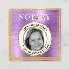 *~* NOTARY FOTO METAL VIOLET Signaleringsagent Vierkante Visitekaartje