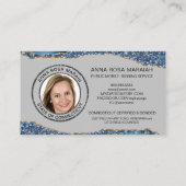 *~* NOTARY FOTO Pen Feather Signing Agent Glitter Visitekaartje (Achterkant)