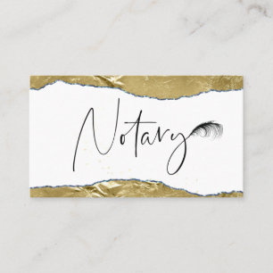 *~* NOTARY FOTO Pen Feather Signing Agent GOLD Visitekaartje