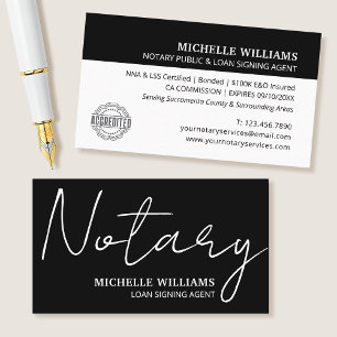 Notary Lening ondertekeningsagent script logo Zwar Visitekaartje