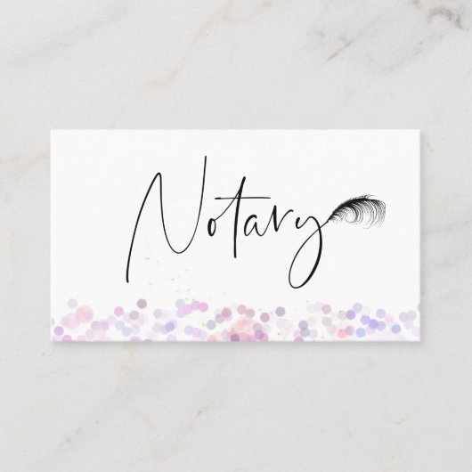 *~* NOTARY Pen Feather Signing Agent PHOTO Visitekaartje (Voorkant)