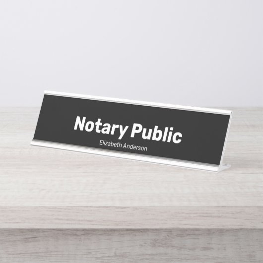 Notary Public and Name Text Template Black Bureau Naambordje (Voorkant)