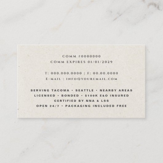 Notary Public Beige Rustic  Visitekaartje (Achterkant)