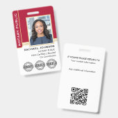 Notary Public Custom Photo Logo ID Red Gold Badge (Front & Back)