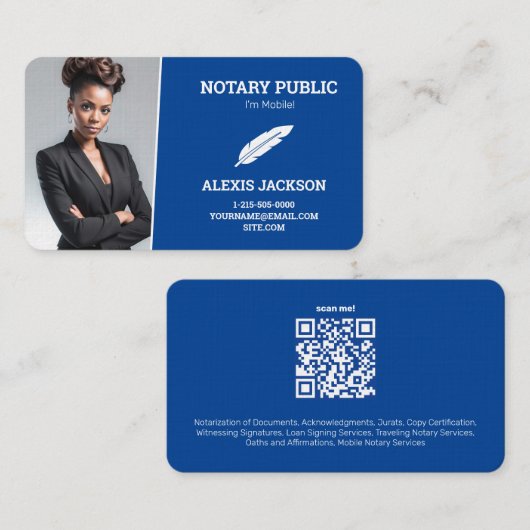 Notary Public Custom QR Photo Contactkaartje (Voorkant / Achterkant)