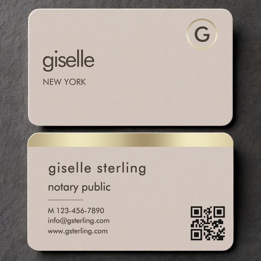 Notary Public Neutral Gold QR Code Visitekaartje