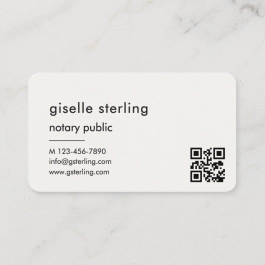 Notary Public Neutral QR Code  Visitekaartje (Achterkant)
