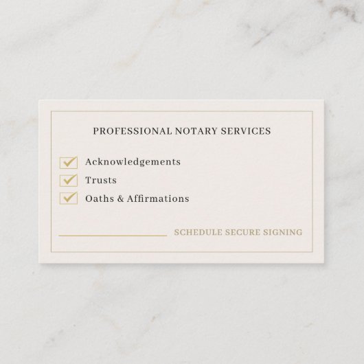 Notary Public Professional Visitekaartje (Achterkant)
