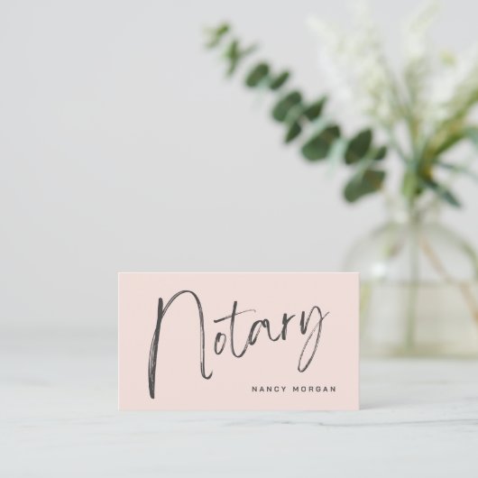 Notary Public Script Calligraphy Blush Pink Visitekaartje (Staand voorkant)