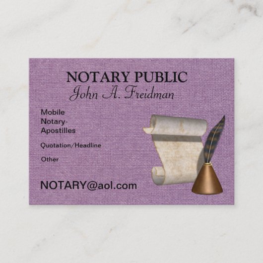 NOTARY PUBLIC Visitekaartje (Voorkant)