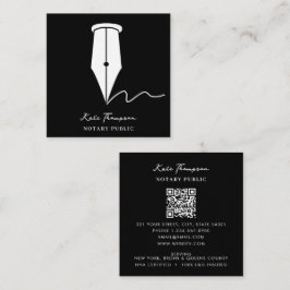 Notary Signing Agent Calligraphy QR Code Black Vierkante Visitekaartje