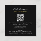 Notary Signing Agent Calligraphy QR Code Gold Vierkante Visitekaartje (Achterkant)
