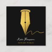 Notary Signing Agent Calligraphy QR Code Gold Vierkante Visitekaartje (Voorkant)