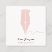 Notary Signing Agent Calligraphy QR Code Pink Vierkante Visitekaartje (Voorkant)