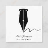 Notary Signing Agent Calligraphy QR Code Vierkante Visitekaartje (Voorkant)