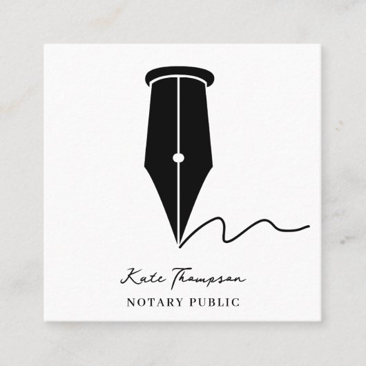 Notary Signing Agent Calligraphy QR Code Vierkante Visitekaartje (Voorkant)