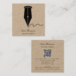 Notary Signing Agent Calligraphy Rustic Kraft Vierkante Visitekaartje