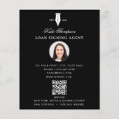 Notary Signing Agent  Modern Black QR Code Photo Flyer (Voorkant)