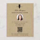 Notary Signing Agent QR Code Rustic Kraft Photo Flyer (Voorkant)