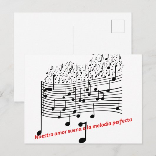 Notas de Amor: Ilustración Musical en Acuarela par Feestdagenkaart (Voorkant / Achterkant)