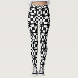 Nota's en vierkantjes zwart wit leggings