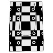 Nota's en vierkantjes zwart wit medium cadeauzakje (Achterkant)