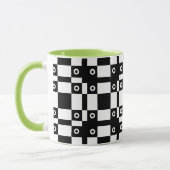 Nota's en vierkantjes zwart wit mok (Links)