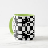 Nota's en vierkantjes zwart wit mok (Voorkant links)