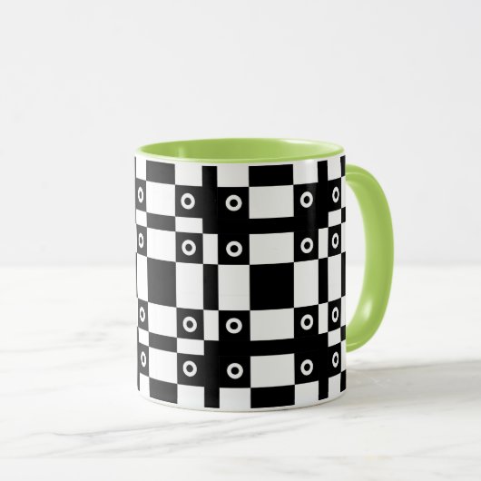 Nota's en vierkantjes zwart wit mok (Voorkant rechts)