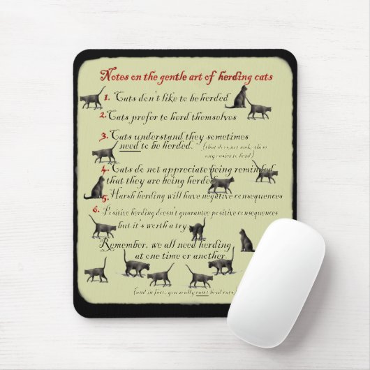 Nota's over de herderkunst van kat Mousepad Muismat (Met muis)