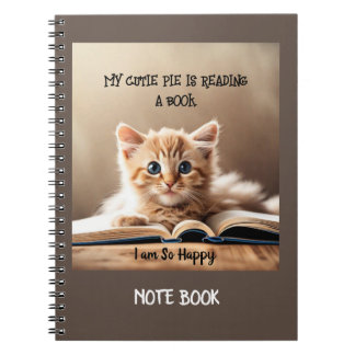 Note Book -Cutie Pie Cat Reading a Book Notitieboek